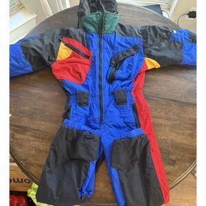 Obermeyer ONE PIECE Retro Ski Suit Snowsuit Kids HOOD Juniors Size 18 INSULATED